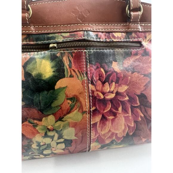 Patricia Nash Purse Floral Leather Brown Bag Poppy Spring Handbag Shoulder Tote - Picture 12 of 16